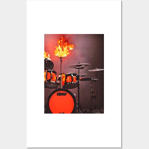 Drum Kit on Fire Wall Art by BryanWhipple